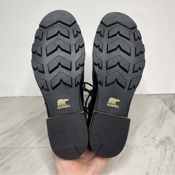 New! Sorel Emelie Black Leather Short Lace Up Boot 8 - Picture 14 of 15